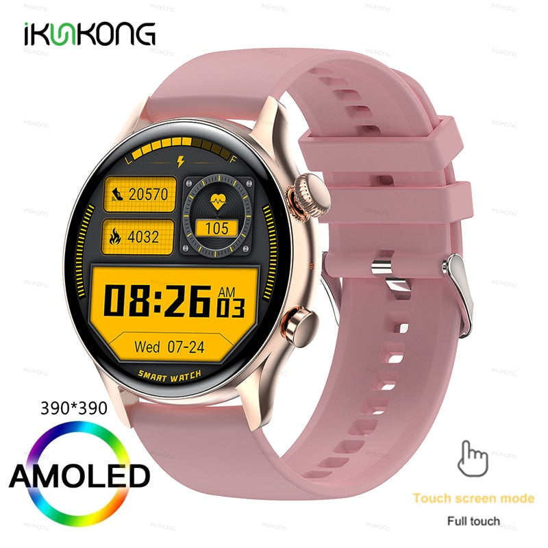 2022 New Smartwatch Mens 1.36 inch AMOLED 390*390 Screen Support Always On Display Smart Watch IP68 Waterproof For Huawei Xiaomi