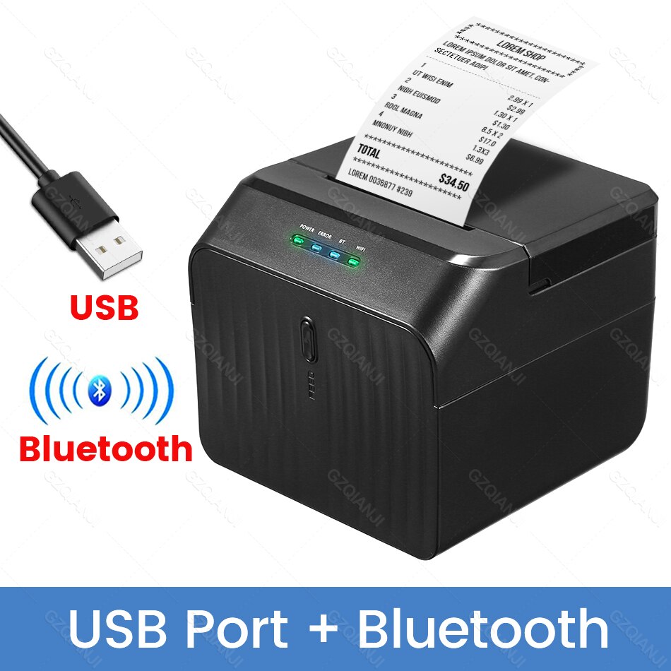 Desktop 1D 2D Barcode Reader QR Image Platform High Speed Scanner w/ Mini 58mm Supermarket Receipt Thermal Printer Usb Bluetooth