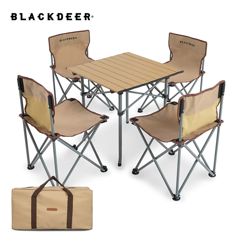 BLACKDEER 4 pcs Chair and 1 pcs Table Outdoor Aluminum alloy Folding Table and Chair Set Camping Picnic Portable Supplies