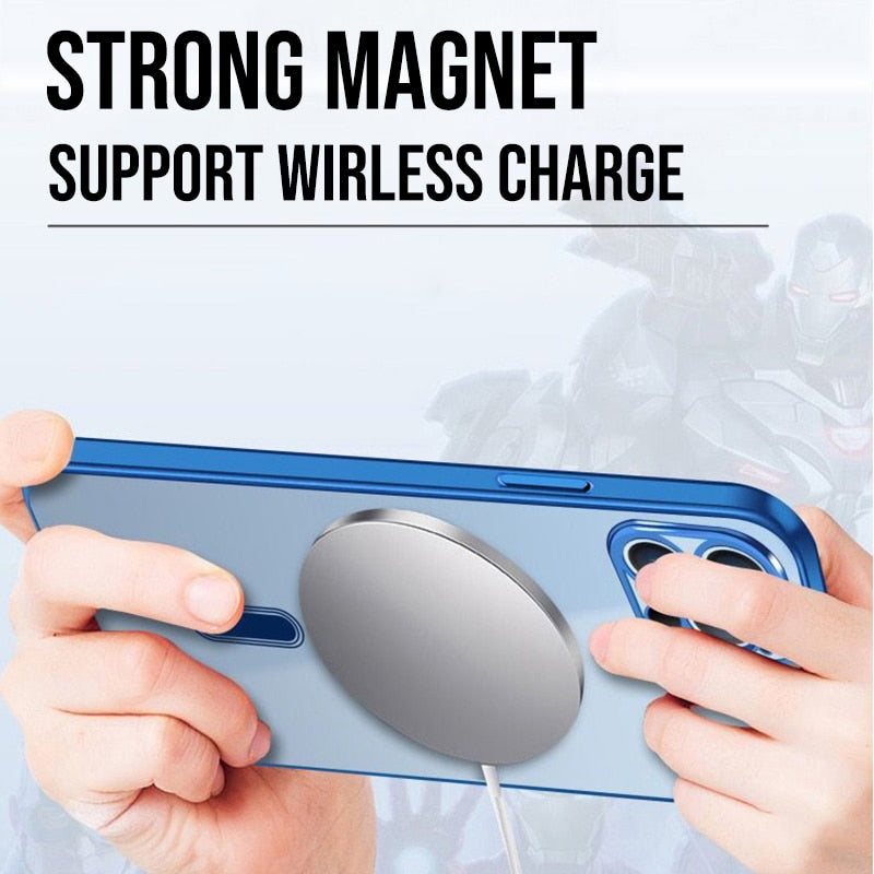 Luxury Plating Clear Magnetic For Magsafe Wireless Charge Case For iPhone 14 13 12 11 Pro Max X XR XS 8 Plus Soft Silicone Cover
