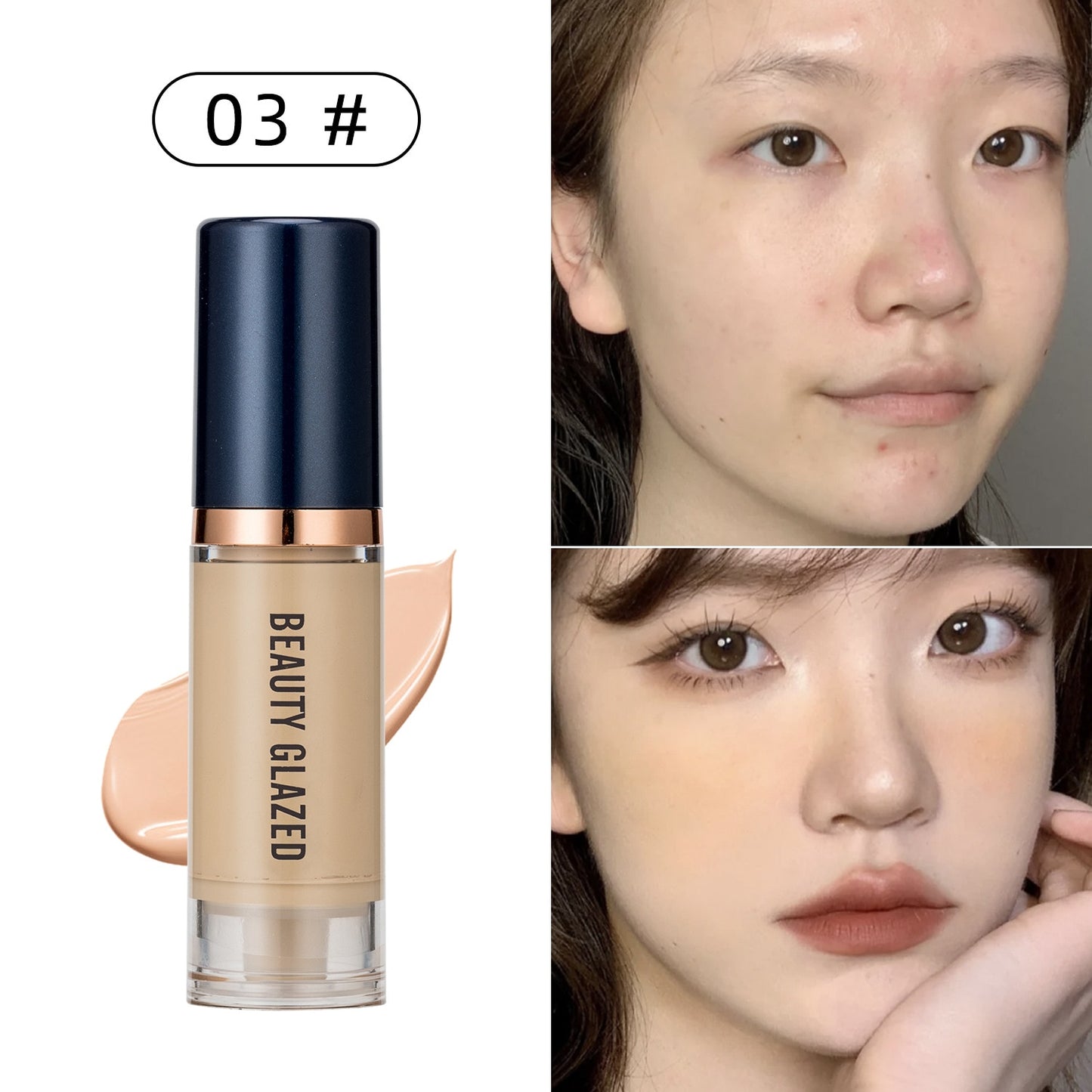 6ml Matte Liquid Foundation Cream Smooth Long Wear Oil-Control Face Foundation Full Coverage Concealer Waterproof Contour Makeup