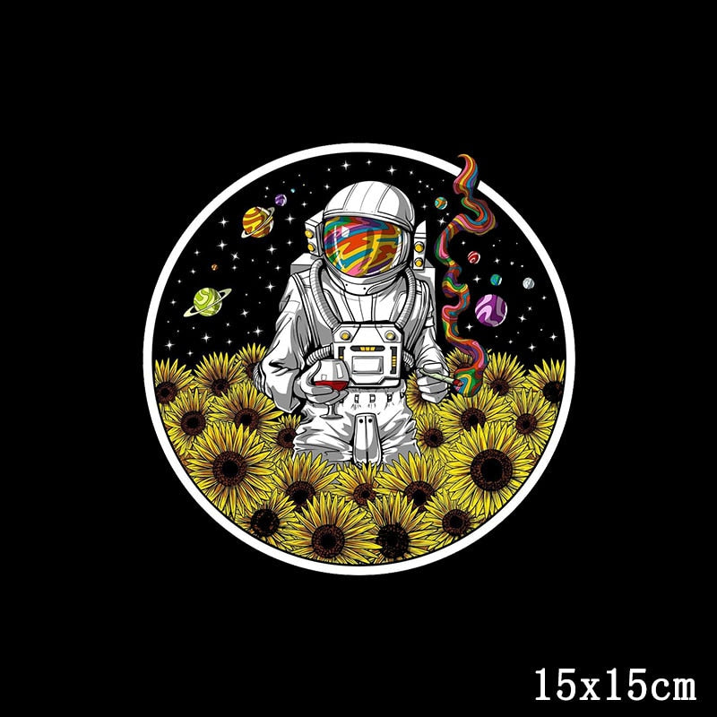 Cartoon Moon Space Iron On Transfers On Clothes Applique Space Heat Transfer Patches For Clothing Astronaut Stickers Appliques