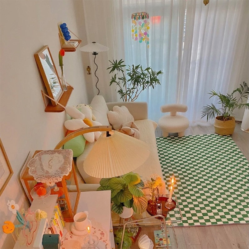 wangart Large Checkerboard Plaid Carpets Living Room Non-slip Kid Play Mat Soft Bedside Rug Floor Mat Tapete Infantil
