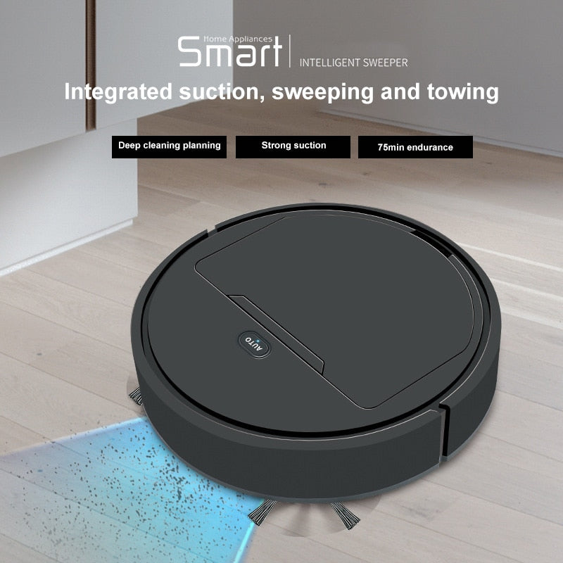 6000PA Smart Robot Vacuum Cleaner USB Charging 3-In-1Smart Sweeping Robot Spray Sweeper Floor Cleaner Dry Wet Cleaning 1200mAH